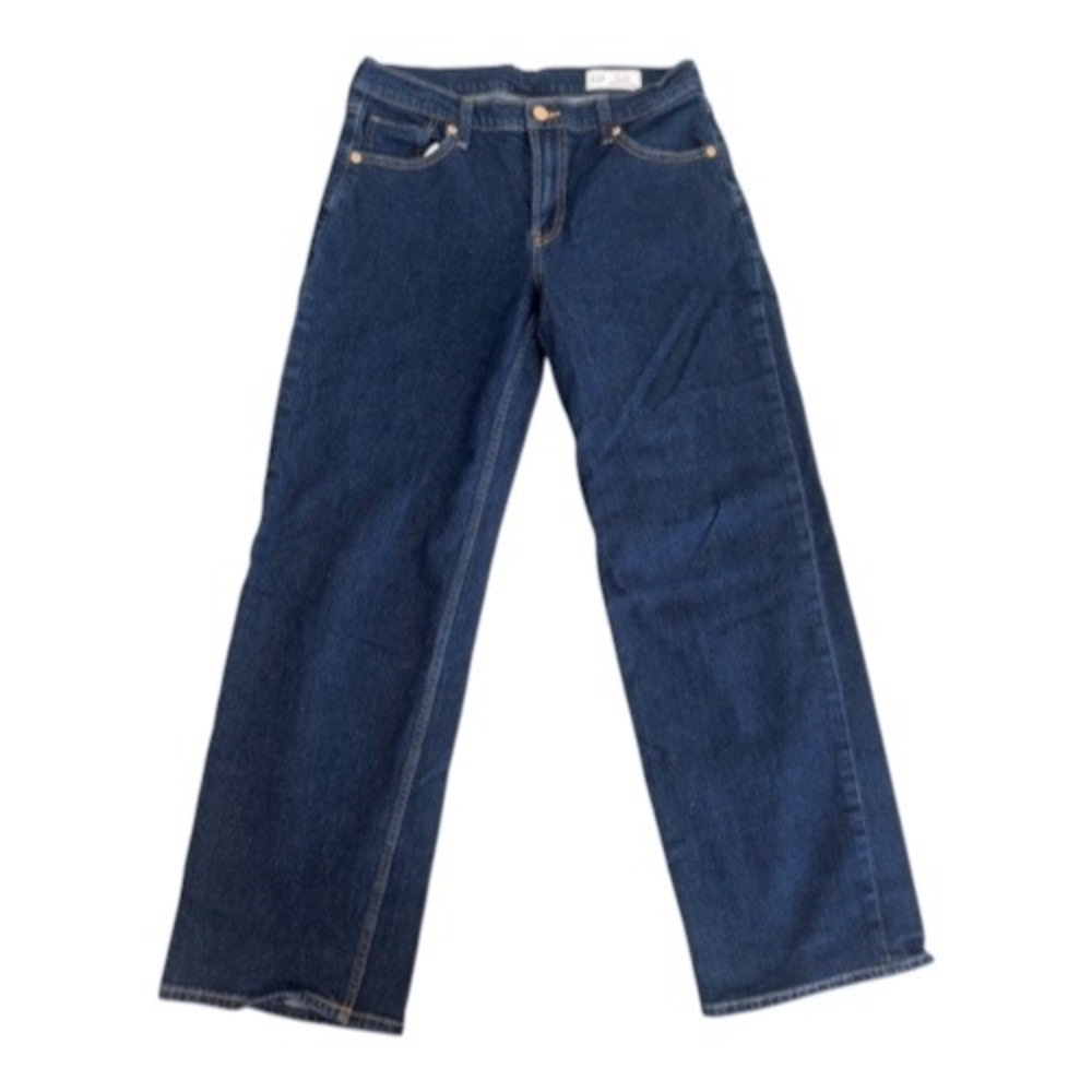 Gap 90s Loose Low Rise Jeans Womens 27/4 Dark Wash Wide Leg Denim Organic Cotton